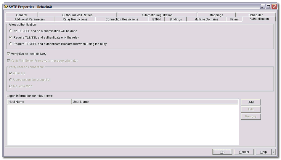 SMTP Properties Authentication